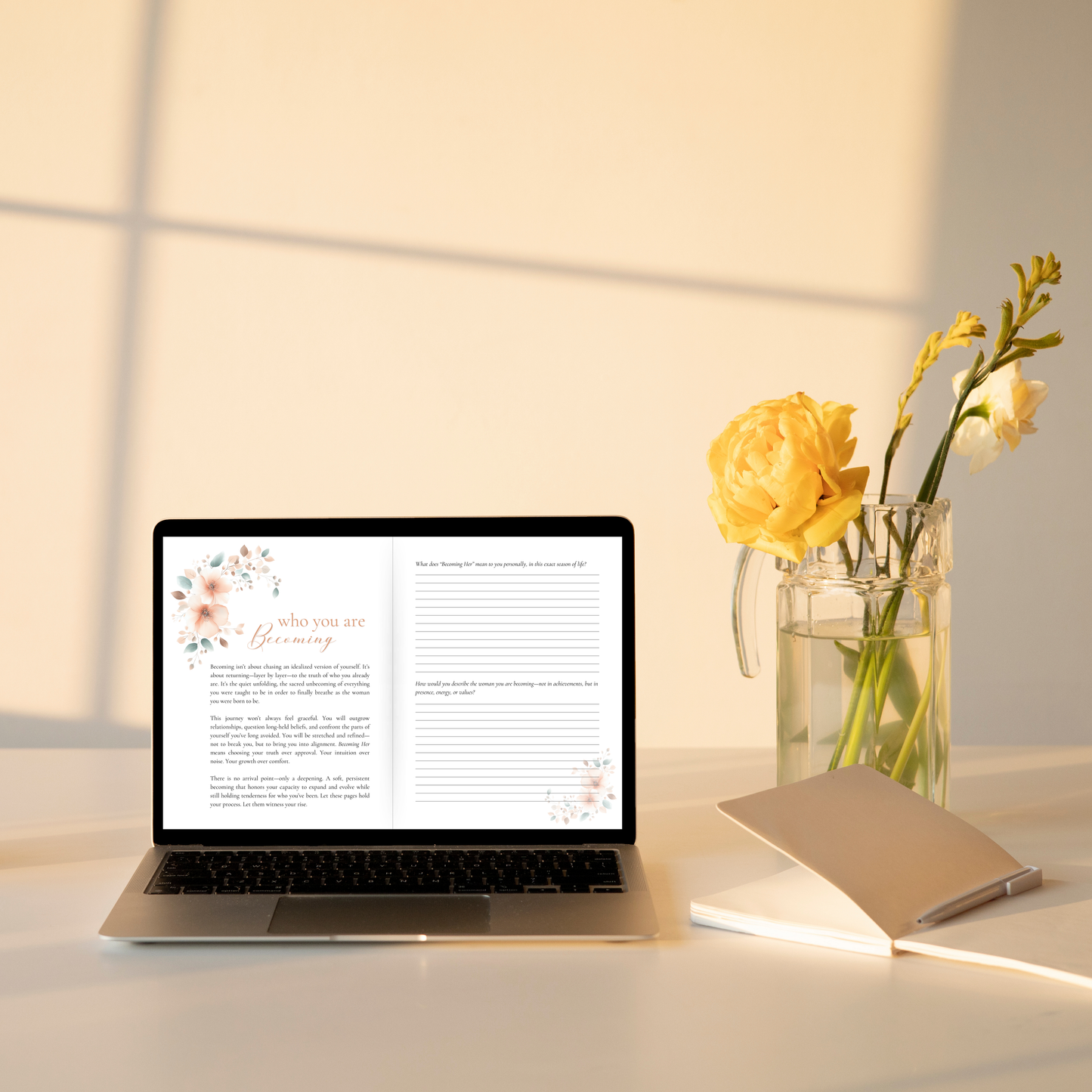 "Becoming Her" Guided Journal – Printable 7x9 Self-Reflection Journal for Women (Digital Download)
