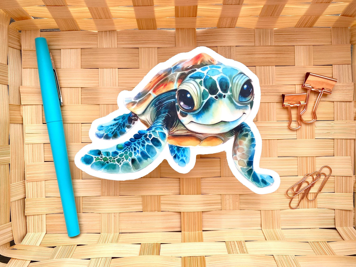 Clear Sea Turtle Sticker, 5x3.5in