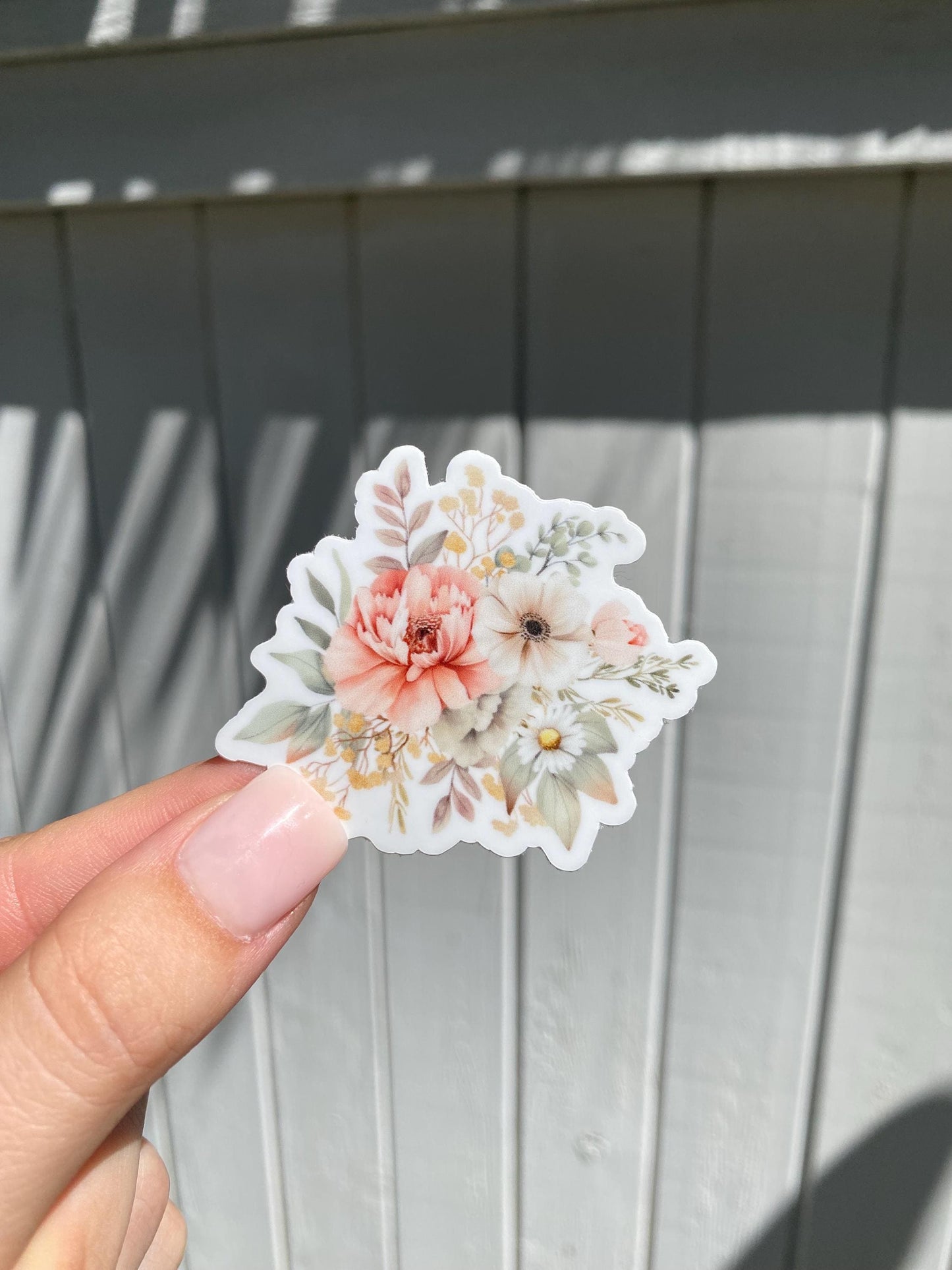 Classic Pastel Floral Sticker, 2x2in