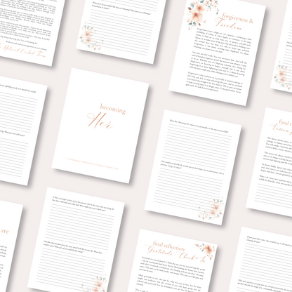 "Becoming Her" Guided Journal – Printable 7x9 Self-Reflection Journal for Women (Digital Download)