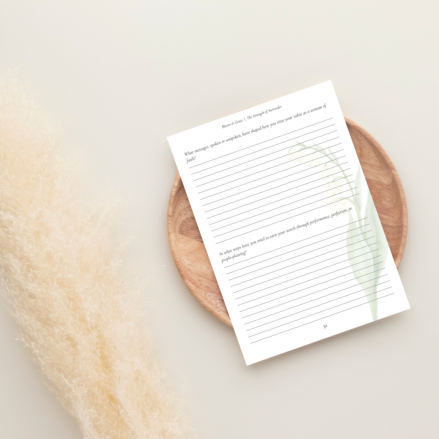 "Bloom & Grace" Guided Journal – Printable Faith-Based Reflection Journal for Women (Digital Download)
