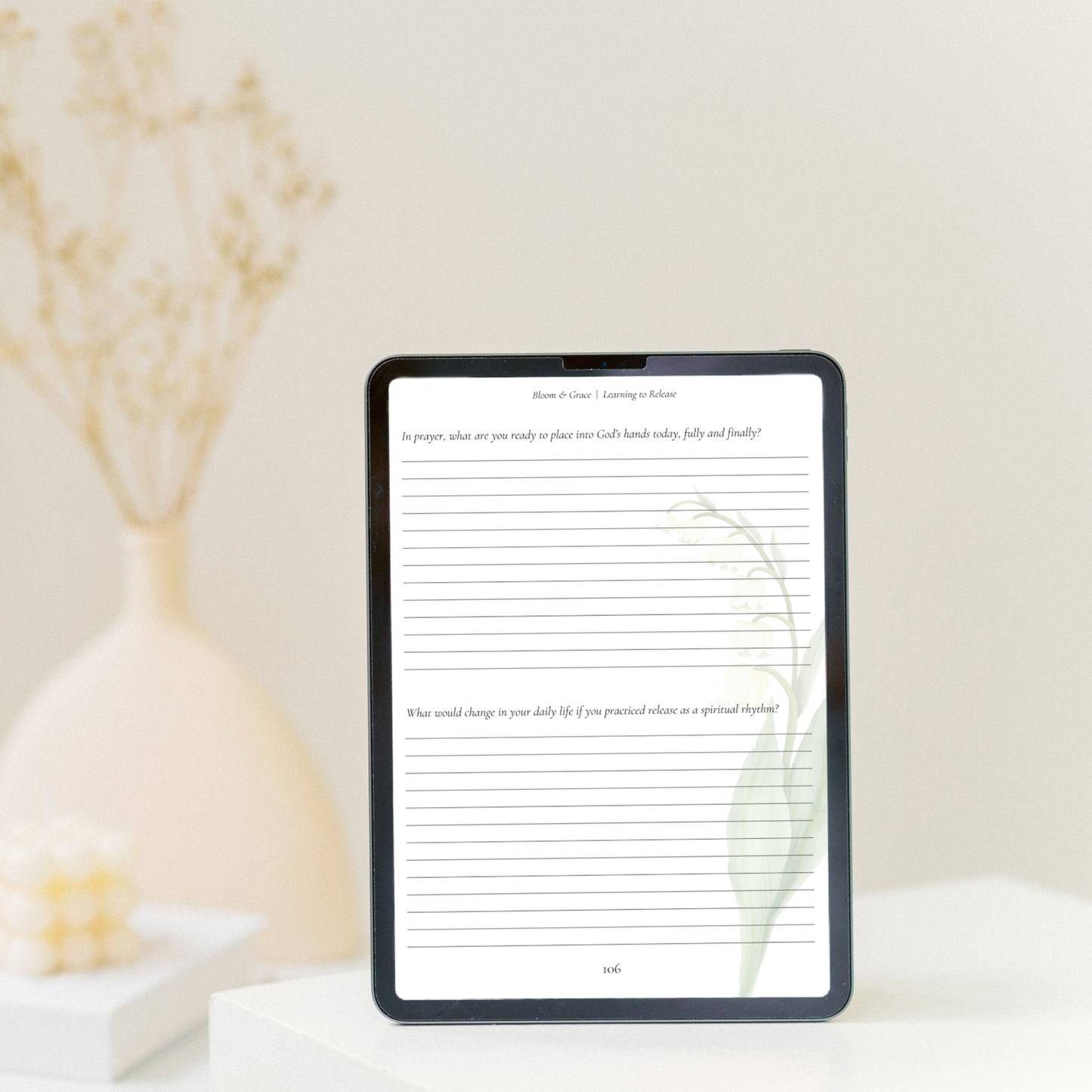 "Bloom & Grace" Guided Journal – Printable Faith-Based Reflection Journal for Women (Digital Download)