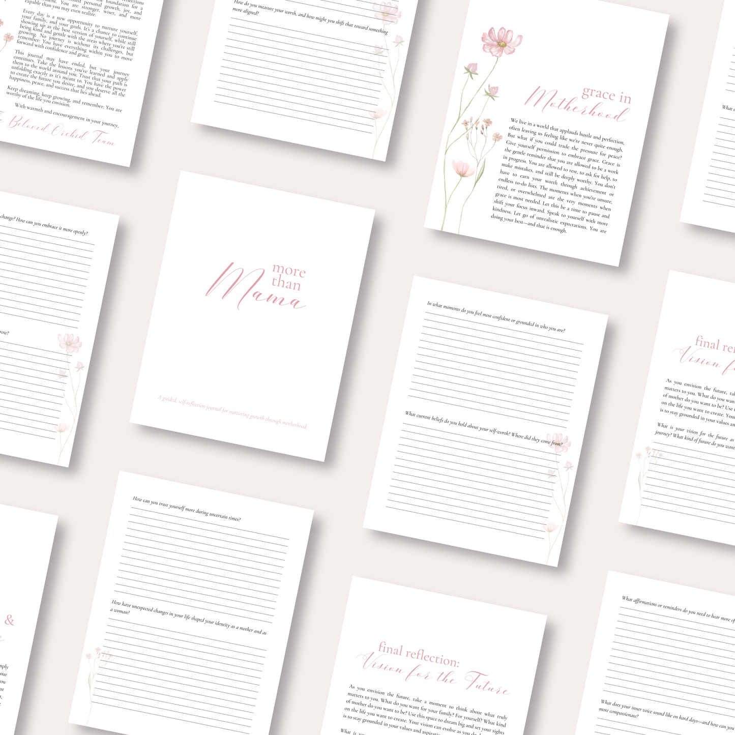 "More Than Mama" Guided Journal – Printable 7x9 Self-Reflection Journal for Moms (Digital Download)