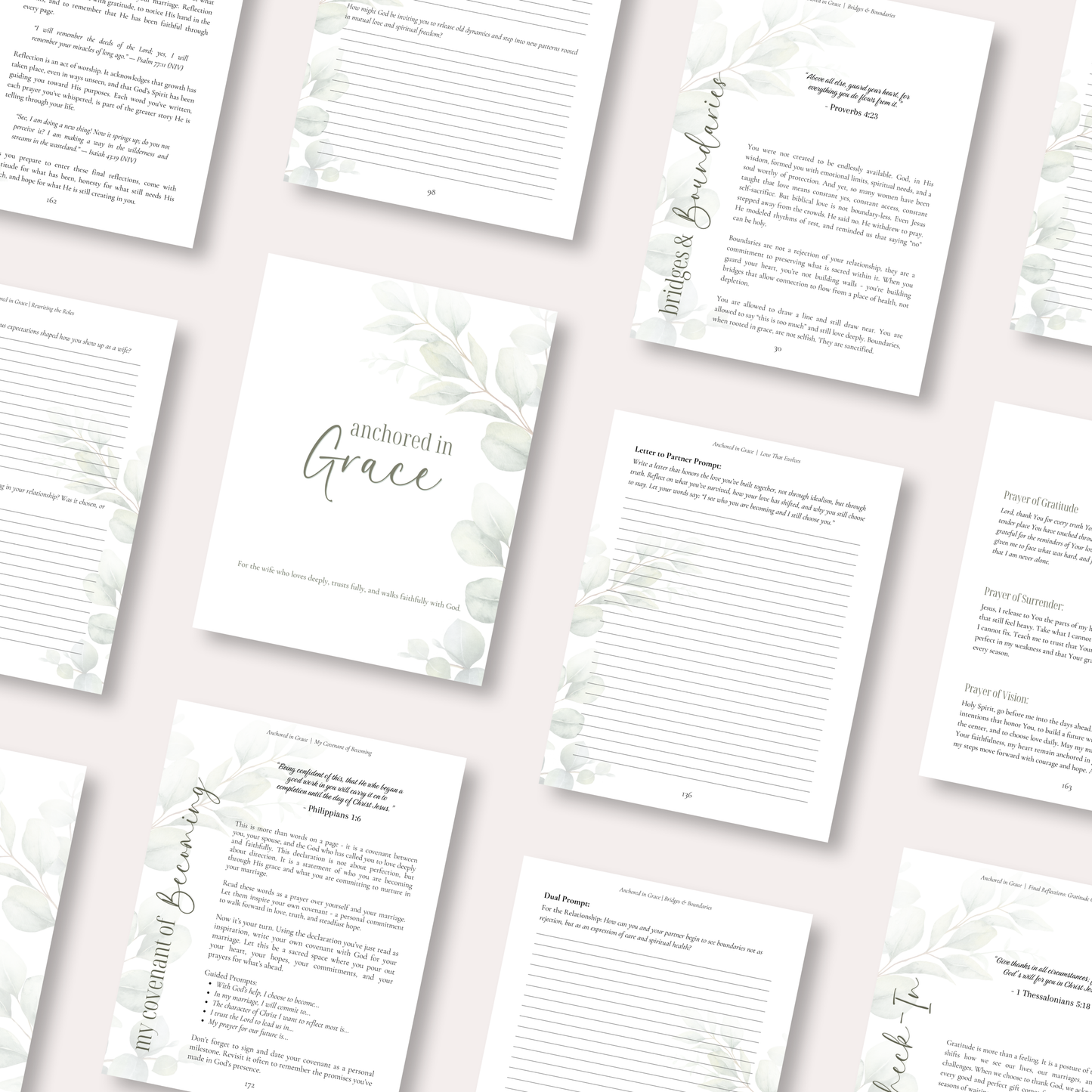"Anchored in Grace" Guided Journal – Printable Faith-Based Reflection Journal for Wives (Digital Download)