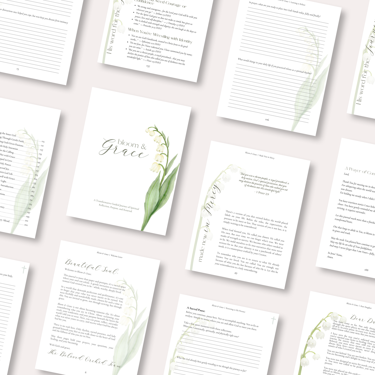 "Bloom & Grace" Guided Journal – Printable Faith-Based Reflection Journal for Women (Digital Download)
