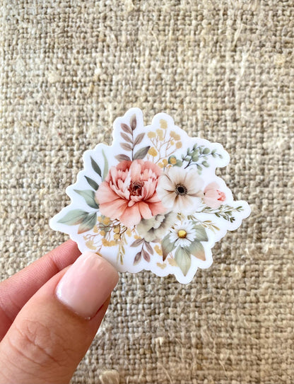 Classic Pastel Floral Sticker, 2x2in