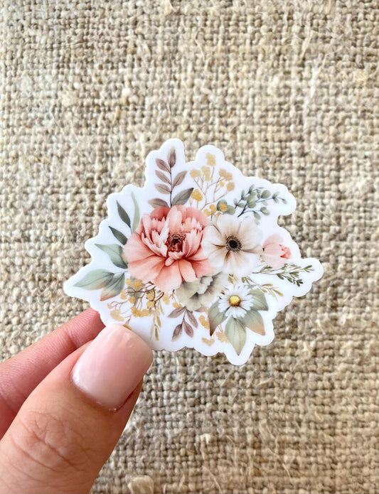 Classic Pastel Floral Sticker, 2x2in