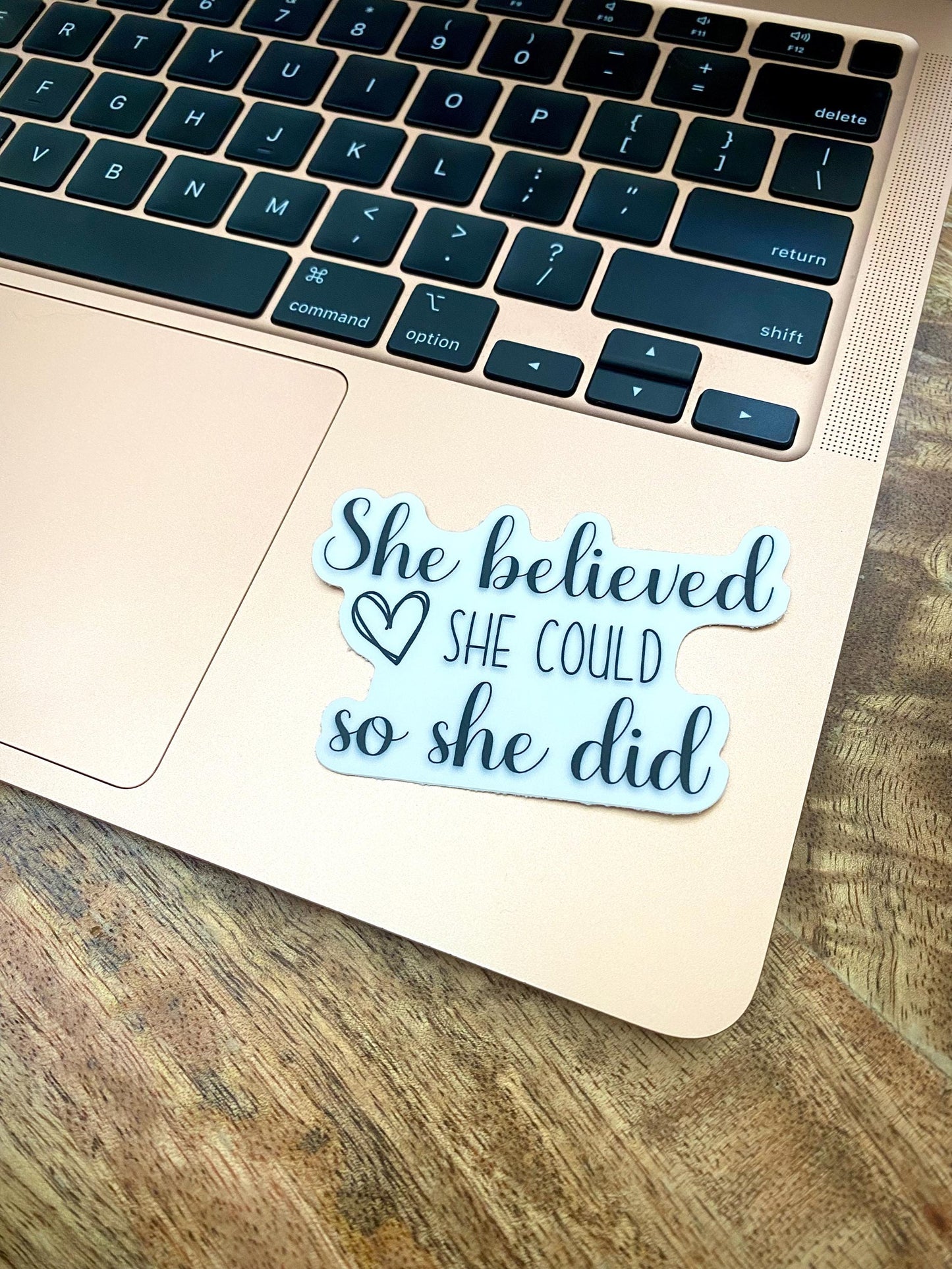 Classic "She Believed She Could" Sticker, 3x1.9in
