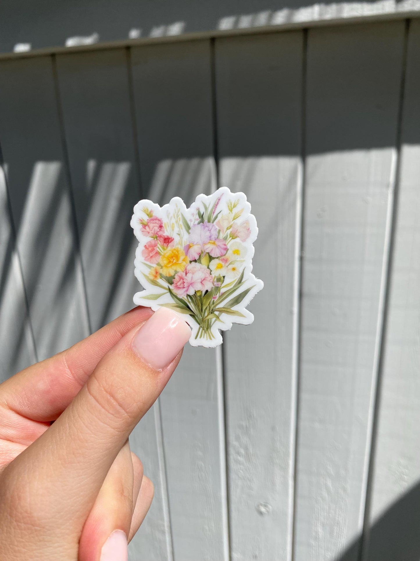 Classic Pastel Flower Bouquet Sticker, 1.7x2in